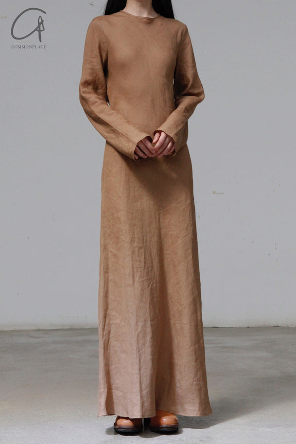 BASERANGE Linen Didin Long Sleeve Dress France BAS-DRDYL-SL-AU23-OCULAR
